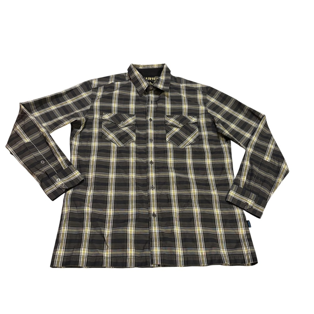 Kuhl Mens Mountain‎ Grown Shirt Medium Plaid Button Front Long Sleeve